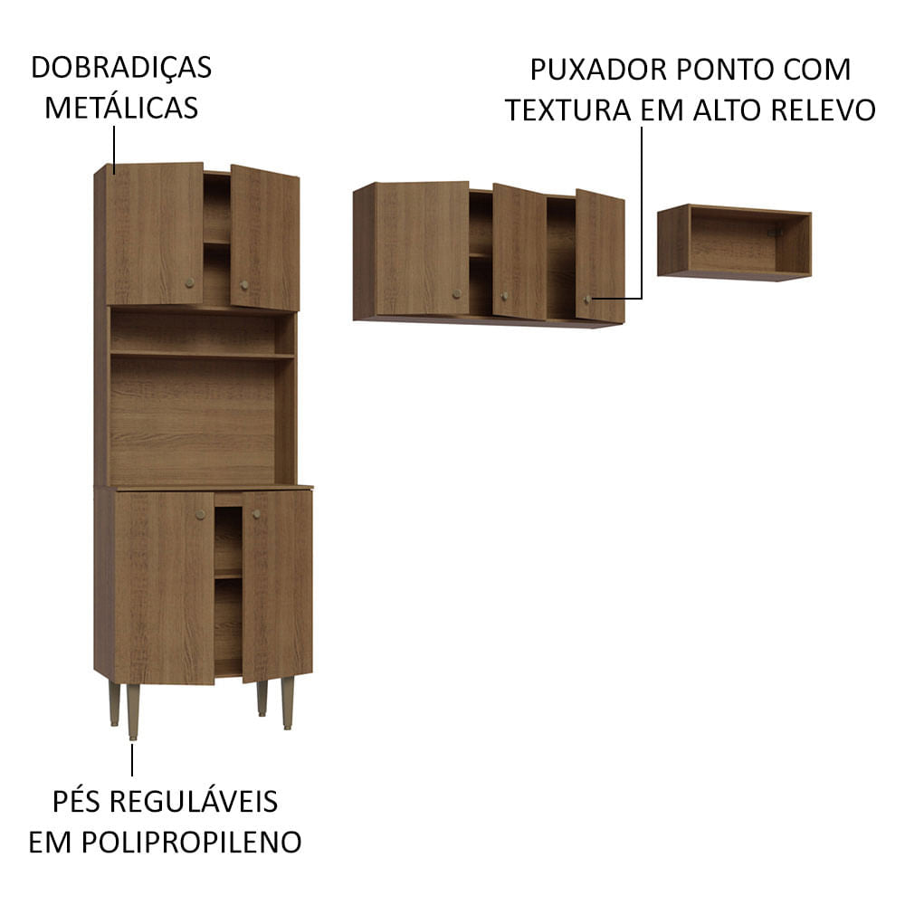 Armário de Cozinha Compacta Quiosque 235cm Rustic Gourmet Madesa XA