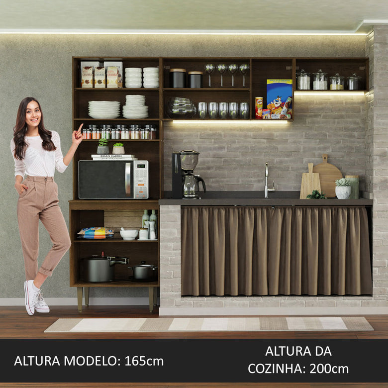 Armário de Cozinha Compacta Quiosque 235cm Rustic Gourmet Madesa XA