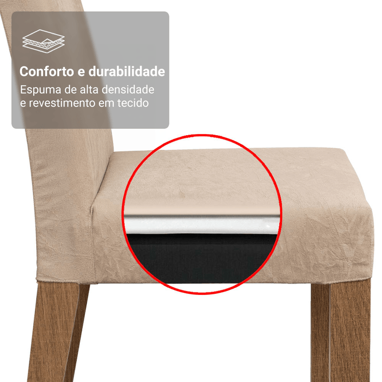 Conjunto Sala de Jantar Mesa Tampo de Madeira 6 Cadeiras Rustic/Crema/Imperial Simone Madesa