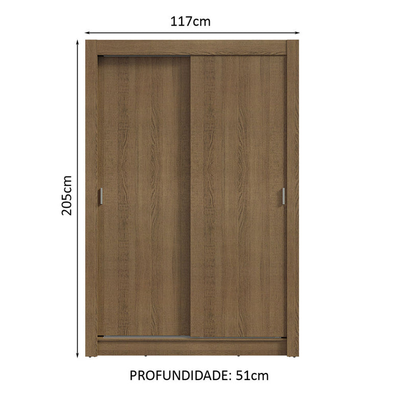 Guarda-Roupa Solteiro 2 Portas de Correr Rustic Milano Madesa