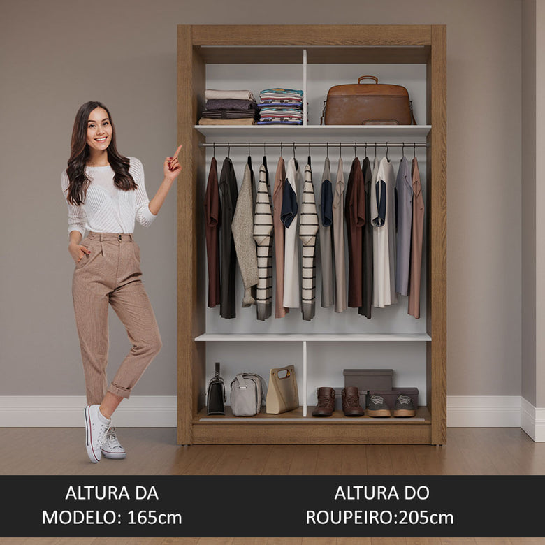 Guarda-Roupa Solteiro 2 Portas de Correr Rustic Milano Madesa