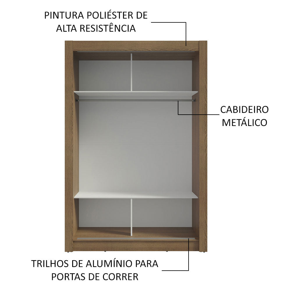 Guarda-Roupa Solteiro 2 Portas de Correr Rustic Milano Madesa