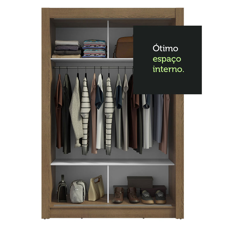 Guarda-Roupa Solteiro 2 Portas de Correr Rustic Milano Madesa