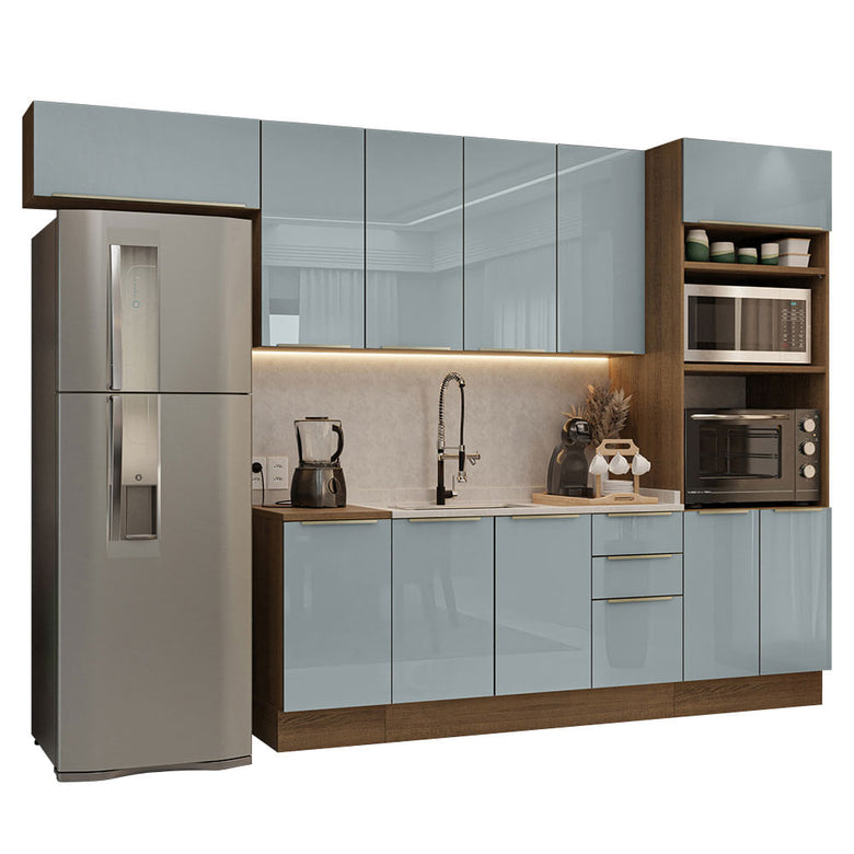 Armário de Cozinha Completa 310cm Rustic/Cinza Lux Madesa 01