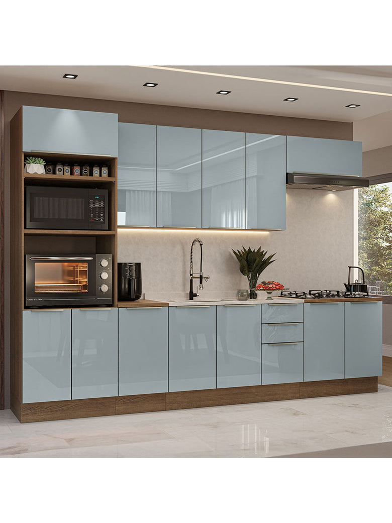 Armário de Cozinha Completa 310cm Rustic/Cinza Lux Madesa 02