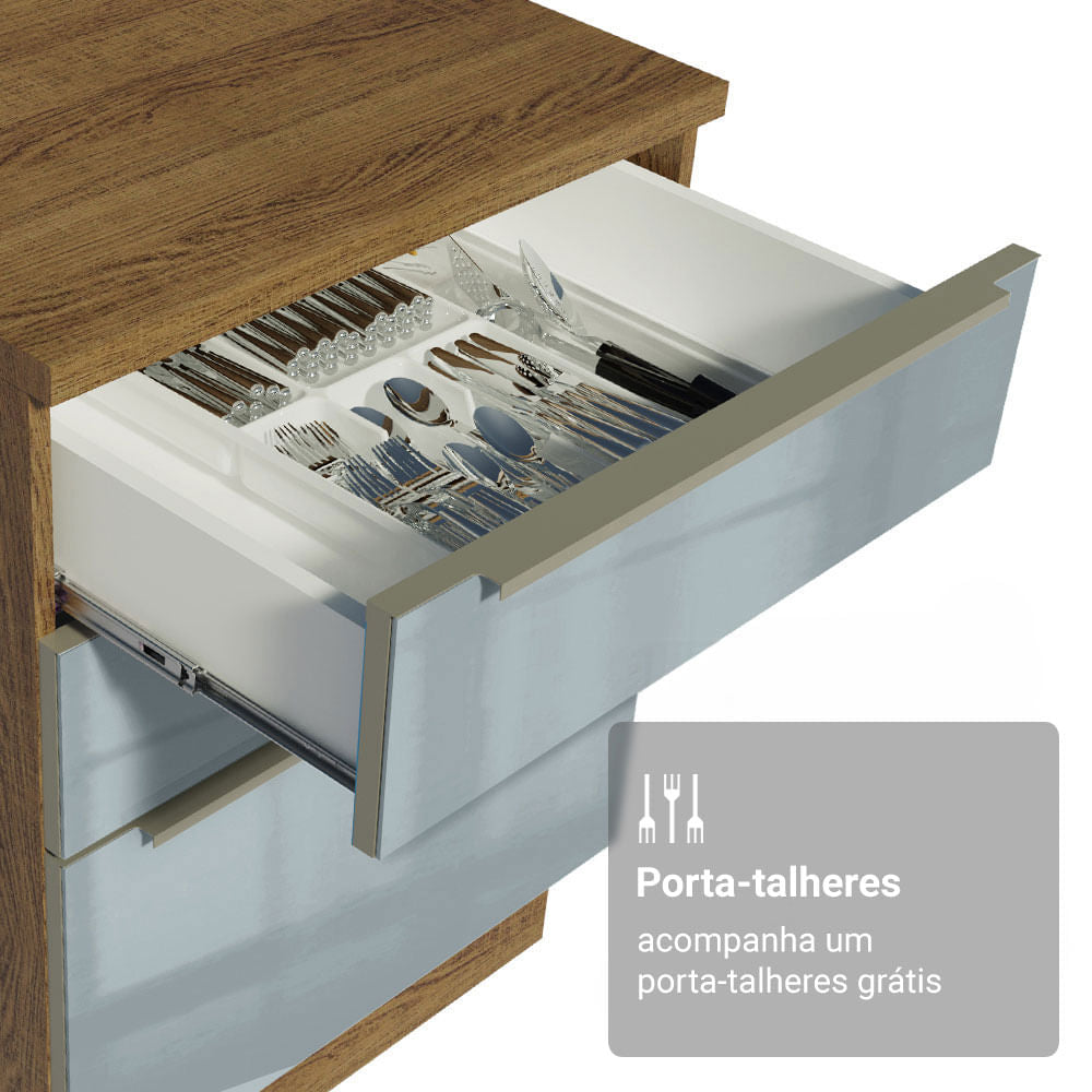 Armário de Cozinha Completa 310cm Rustic/Cinza Lux Madesa 02