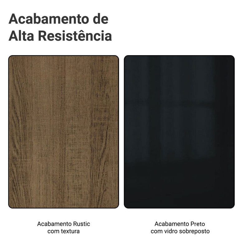 Armário de Cozinha Completa 310cm Rustic/Preto Lux Madesa 02