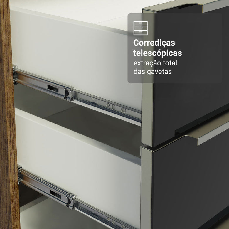 Armário de Cozinha Completa 310cm Rustic/Preto Lux Madesa 02