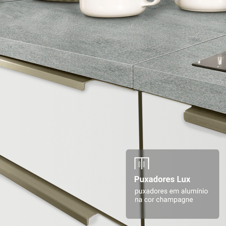 Armário de Cozinha Compacta 190cm Branco Veludo Lux Madesa 02