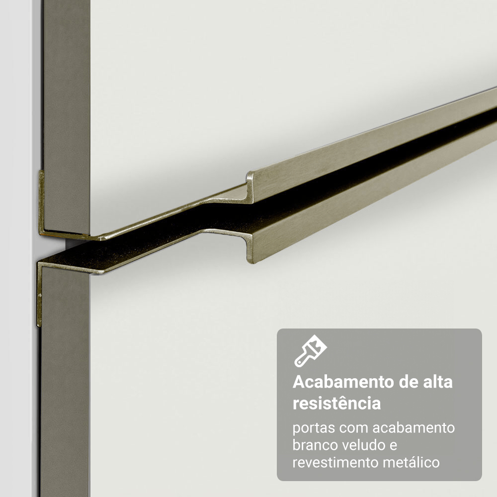 Armário de Cozinha Compacta 190cm Branco Veludo Lux Madesa 02