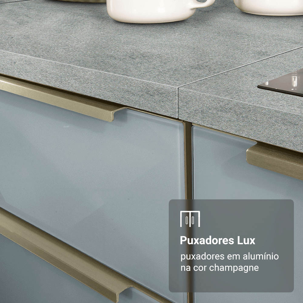 Armário de Cozinha Compacta 190cm Branco/Cinza Lux Madesa 02