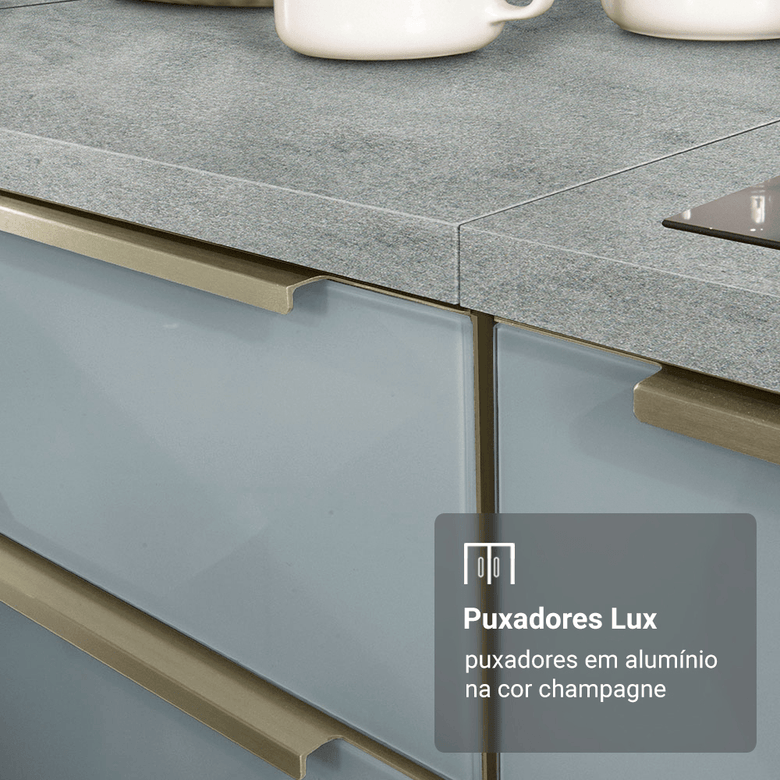 Armário de Cozinha Compacta 190cm Branco/Cinza Lux Madesa 02