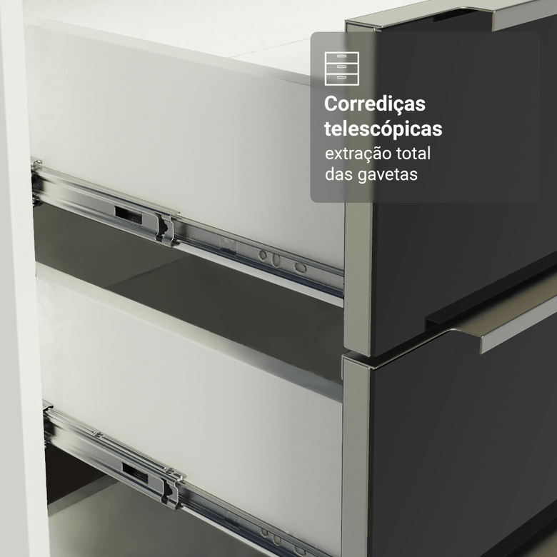 Armário de Cozinha Compacta 190cm Branco/Preto Lux Madesa 02