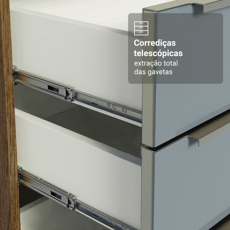 Armário de Cozinha Compacta 190cm Rustic/Cinza Lux Madesa 02