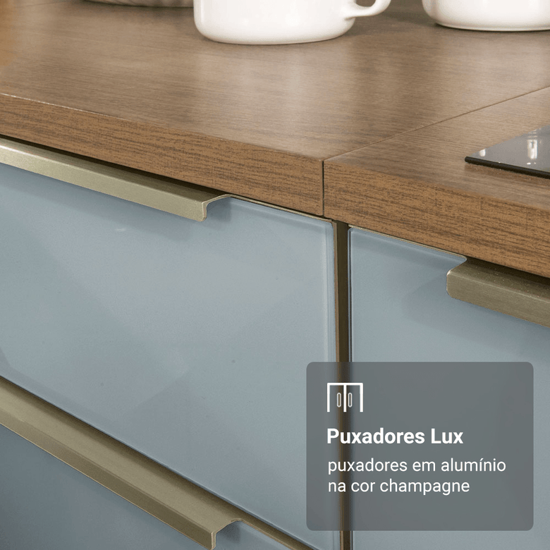 Armário de Cozinha Compacta 190cm Rustic/Cinza Lux Madesa 02