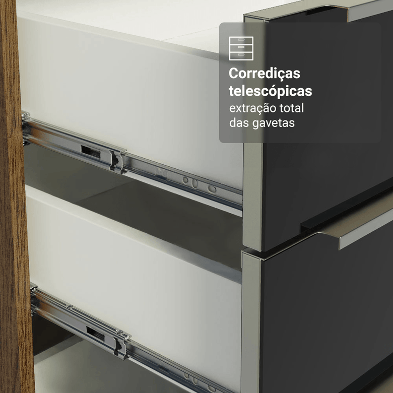Armário de Cozinha Compacta 190cm Rustic/Preto Lux Madesa 02