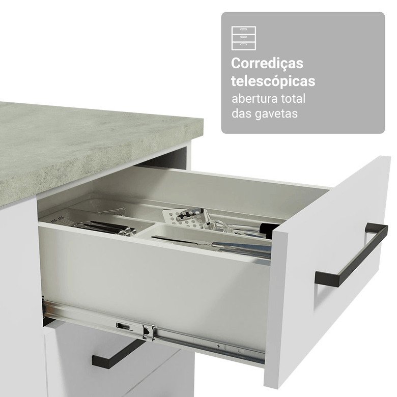 Armário de Cozinha Compacta 190cm com Cristaleira Branco Agata Madesa 01
