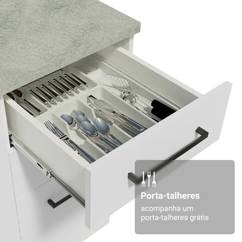 Armário de Cozinha Compacta 190cm com Cristaleira Branco Agata Madesa 01