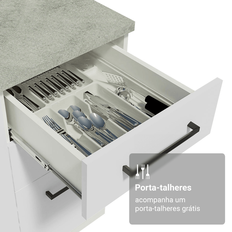 Armário de Cozinha Compacta 190cm com Cristaleira Branco Agata Madesa 01