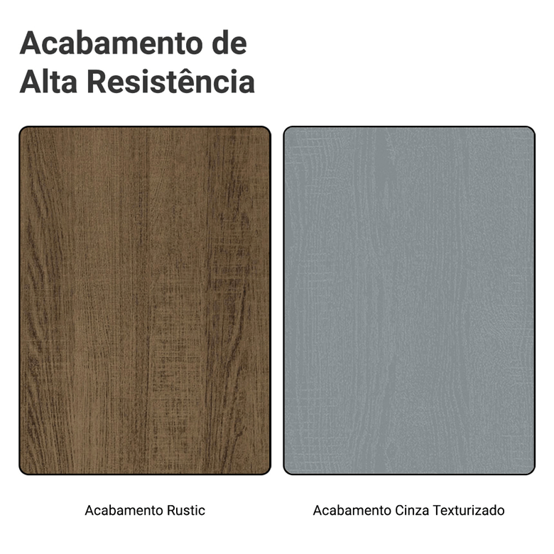 Armário de Cozinha Compacta 190cm com Cristaleira Rustic/Cinza Agata Madesa 01