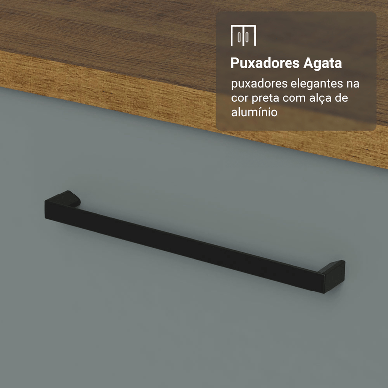 Armário de Cozinha Compacta 190cm com Cristaleira Rustic/Cinza Agata Madesa 01