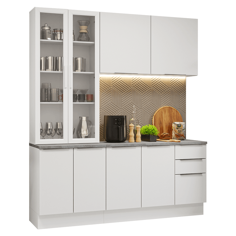 Armário de Cozinha Compacta 190cm Branco Stella Madesa 03