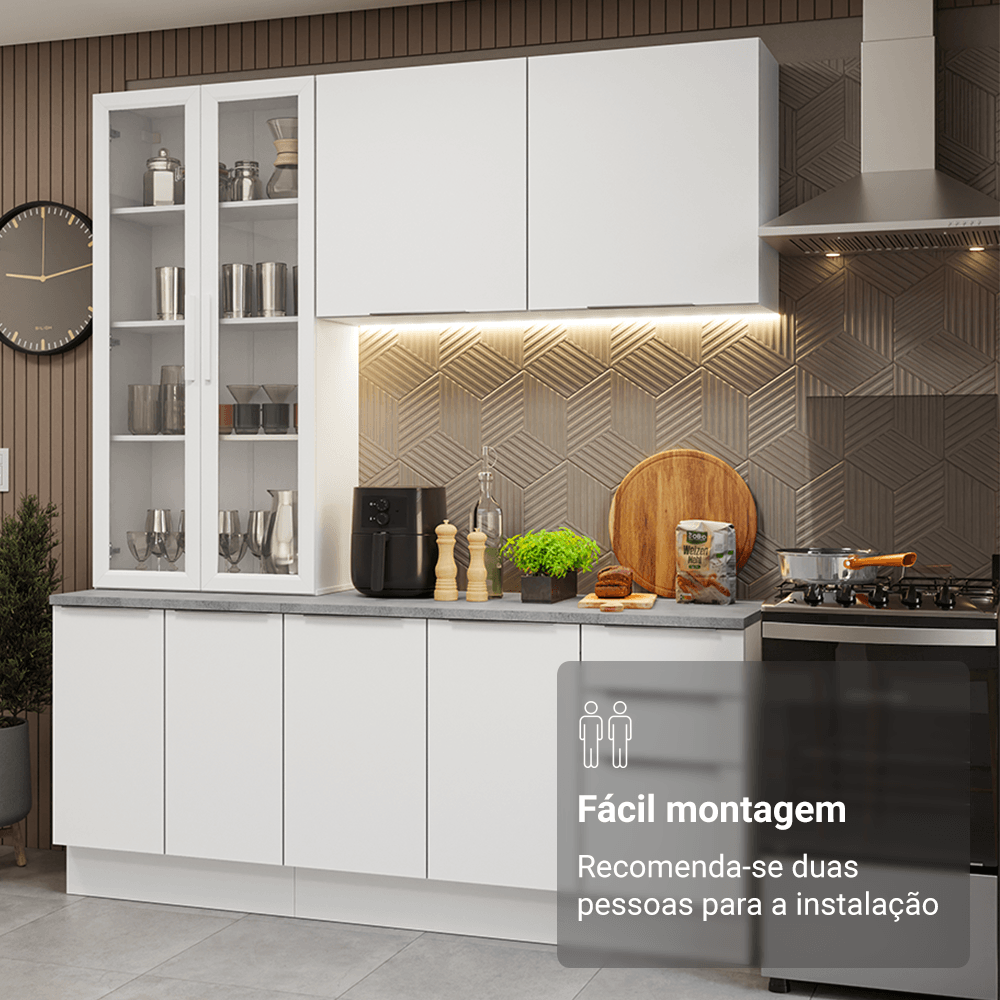 Armário de Cozinha Compacta 190cm Branco Stella Madesa 03