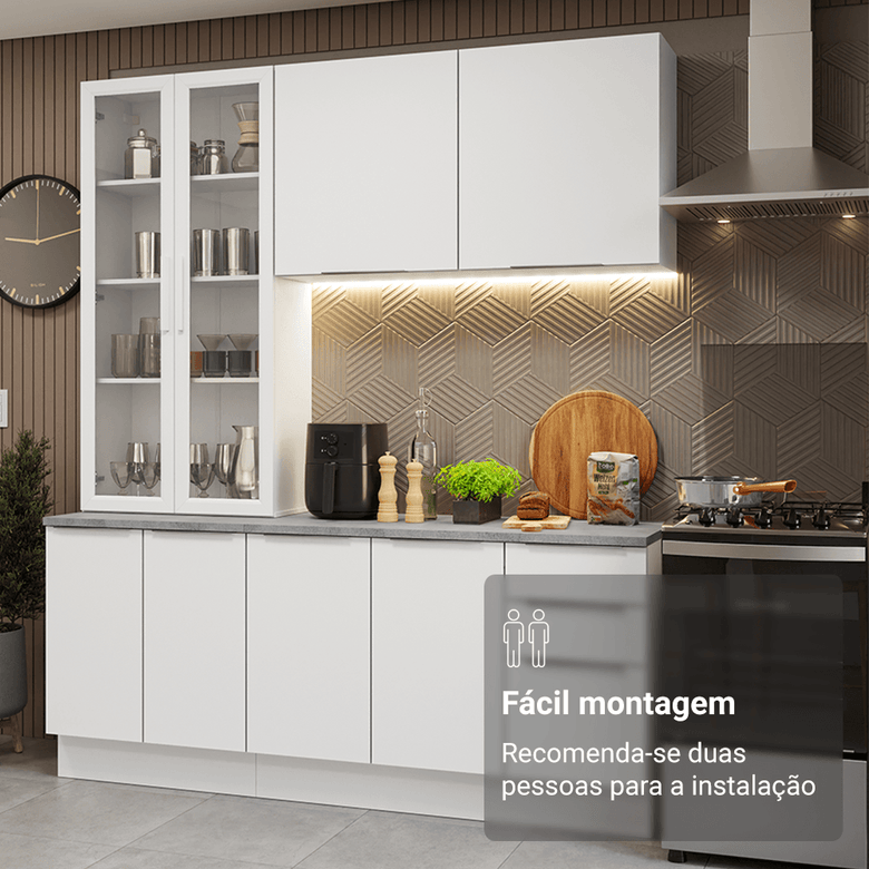 Armário de Cozinha Compacta 190cm Branco Stella Madesa 03