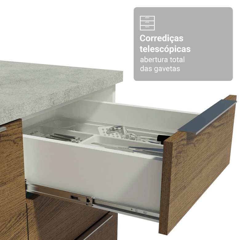 Armário de Cozinha Compacta 190cm Branco/Rustic Stella Madesa 03