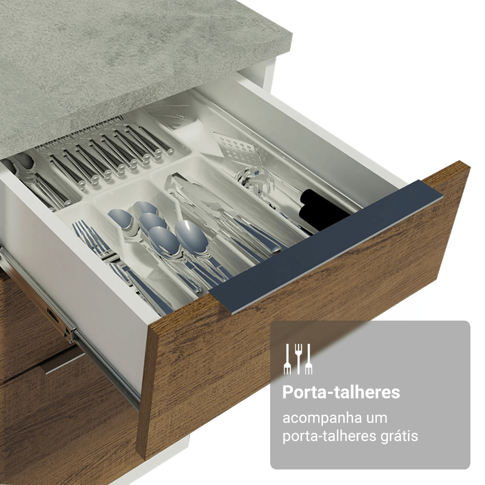 Armário de Cozinha Compacta 190cm Branco/Rustic Stella Madesa 03