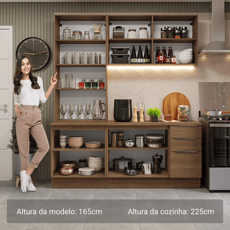 Armário de Cozinha Compacta 190cm Rustic Stella Madesa 03