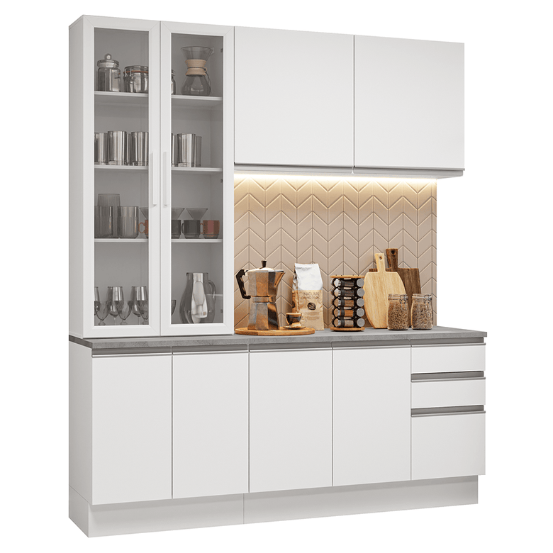 Armário de Cozinha Compacta 190cm Branco Glamy Madesa 05