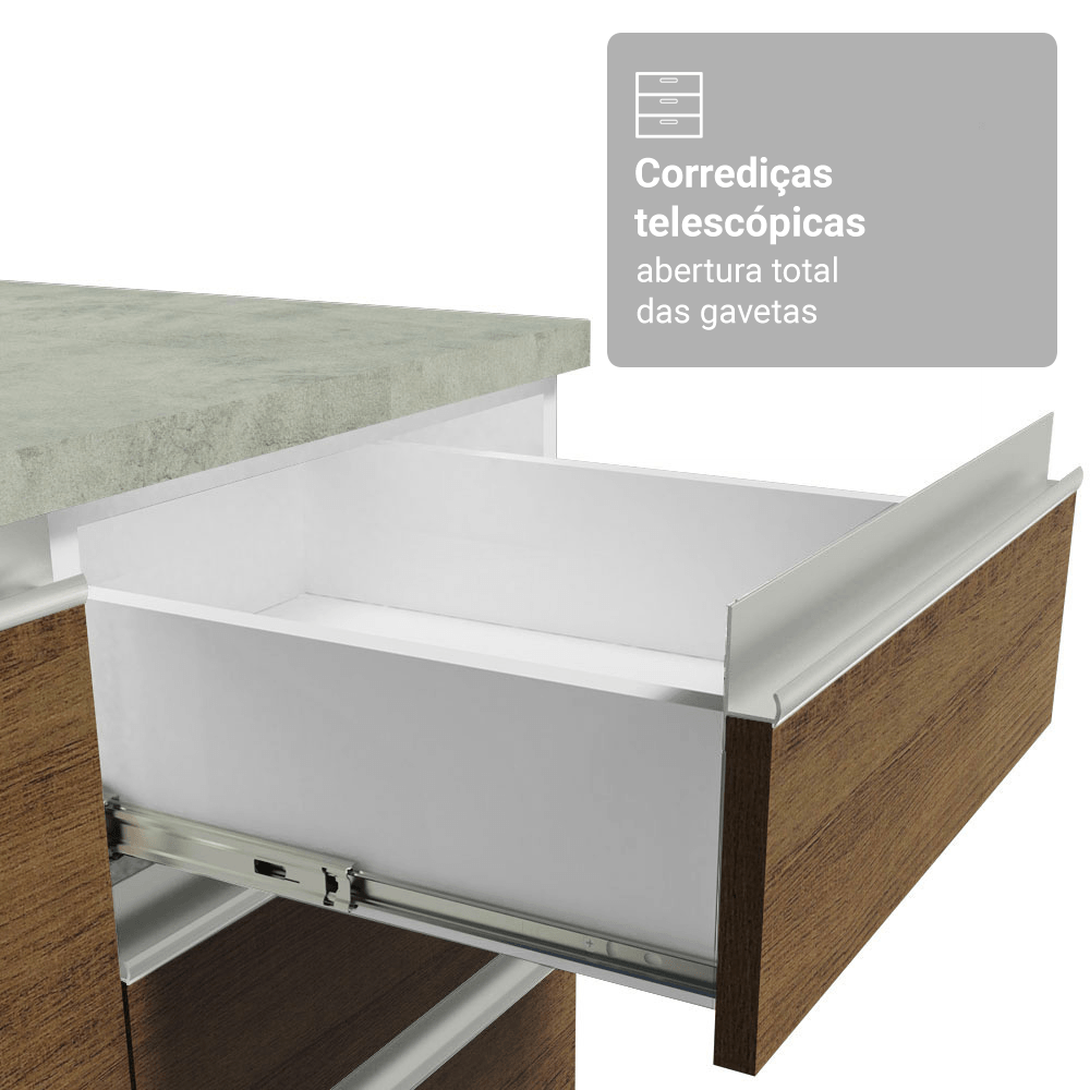 Armário de Cozinha Compacta 190cm Branco/Rustic Glamy Madesa 05
