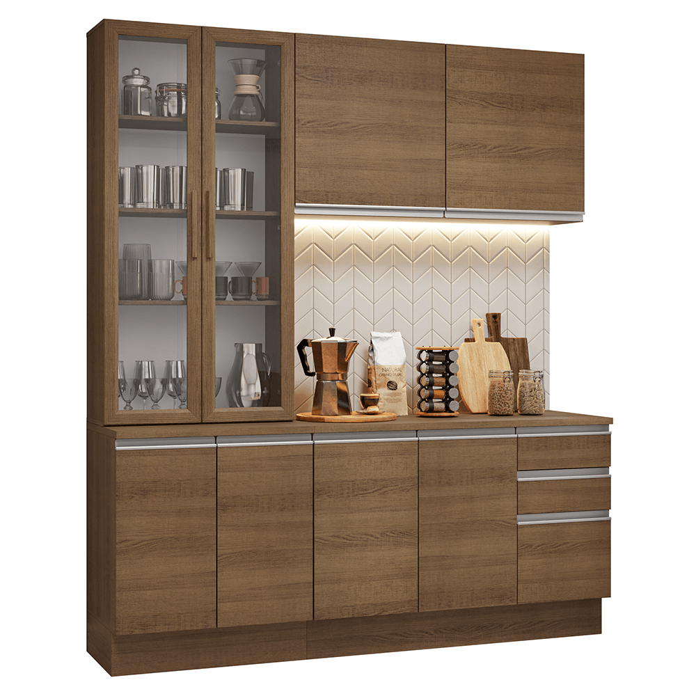 Armário de Cozinha Compacta 190cm Rustic Glamy Madesa 05 - Rustic