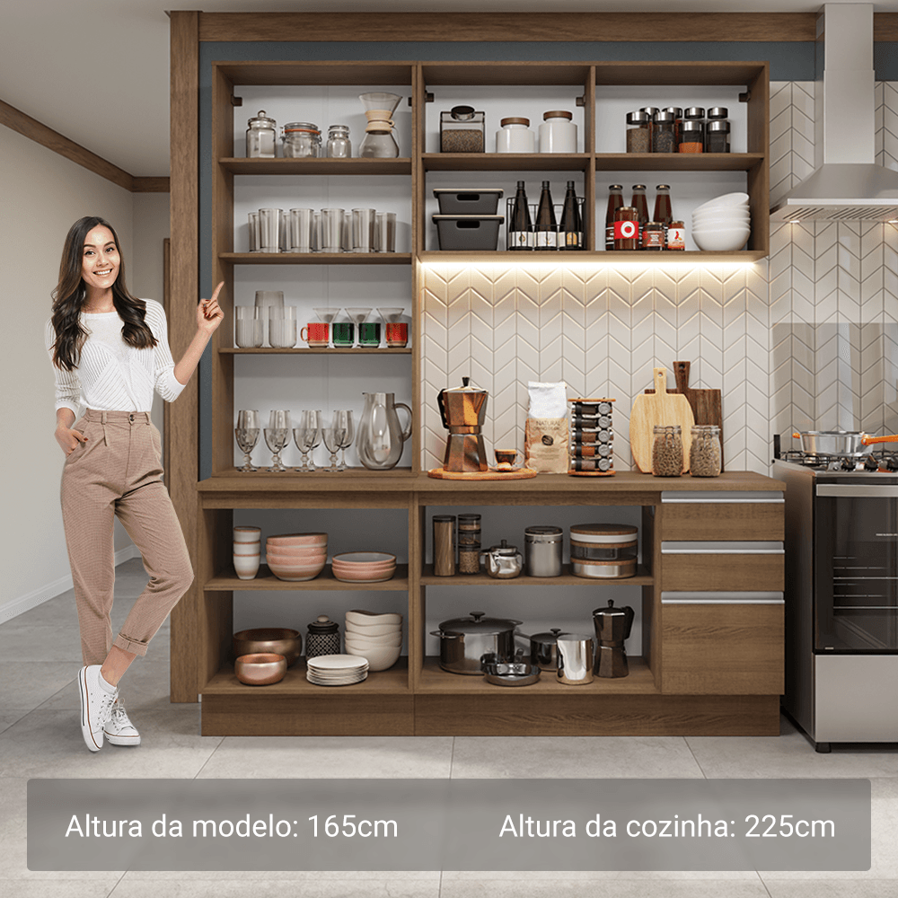 Armário de Cozinha Compacta 190cm Rustic Glamy Madesa 05