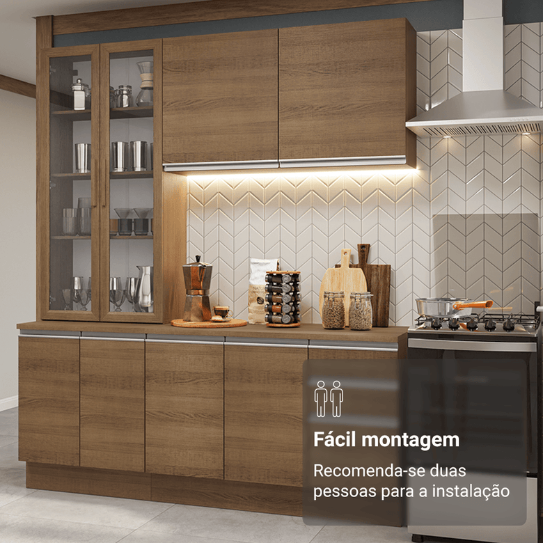 Armário de Cozinha Compacta 190cm Rustic Glamy Madesa 05