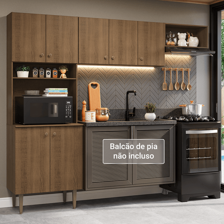 Armário de Cozinha Compacta 235cm Rustic Gourmet Madesa XA03