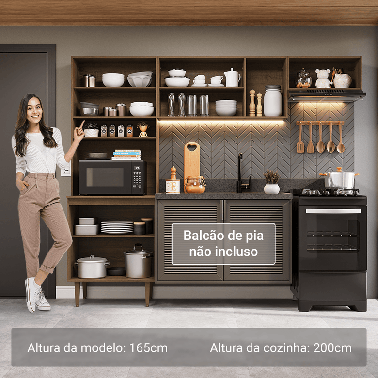 Armário de Cozinha Compacta 235cm Rustic Gourmet Madesa XA03