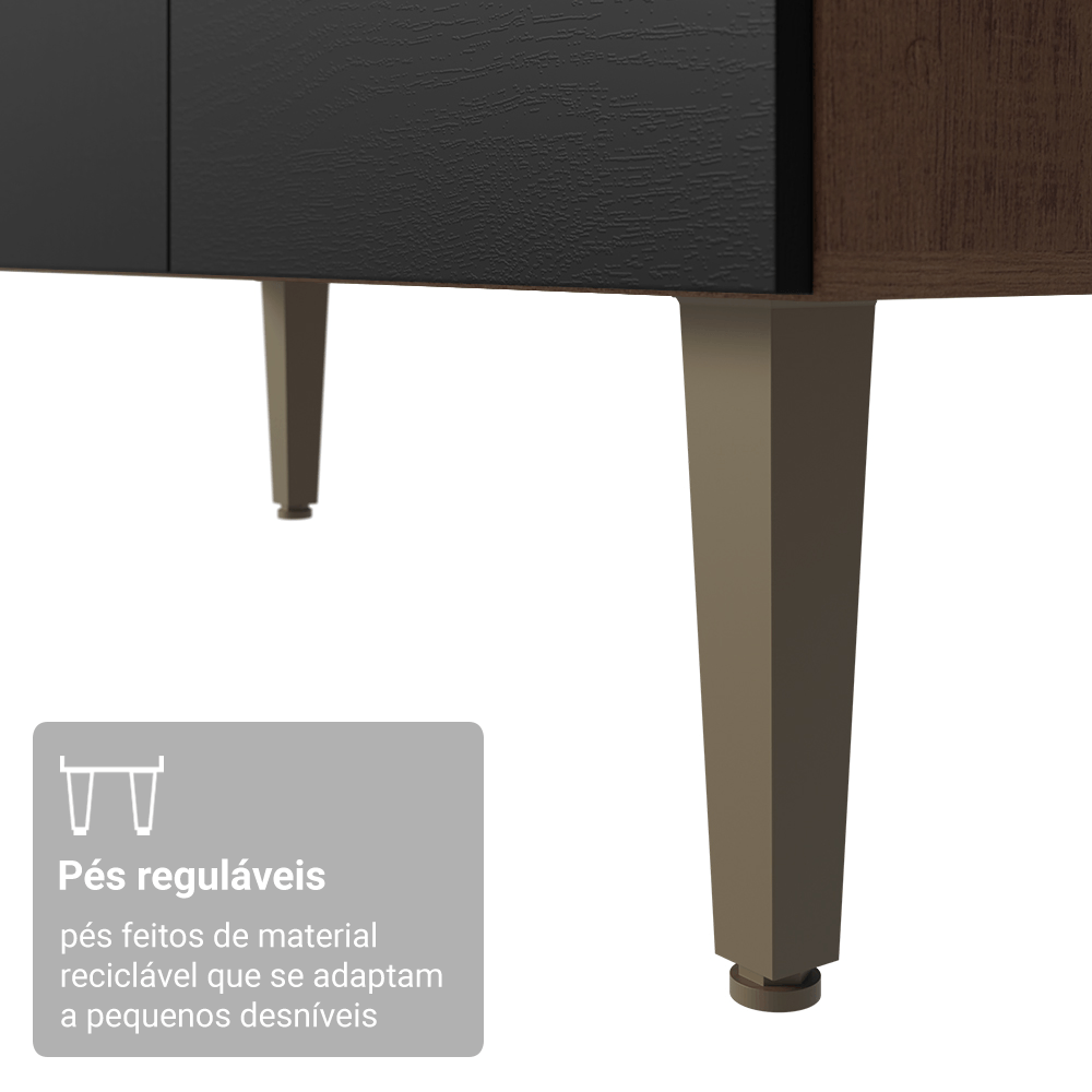 Armário de Cozinha Compacta 235cm Rustic/Preto Gourmet Madesa XA03