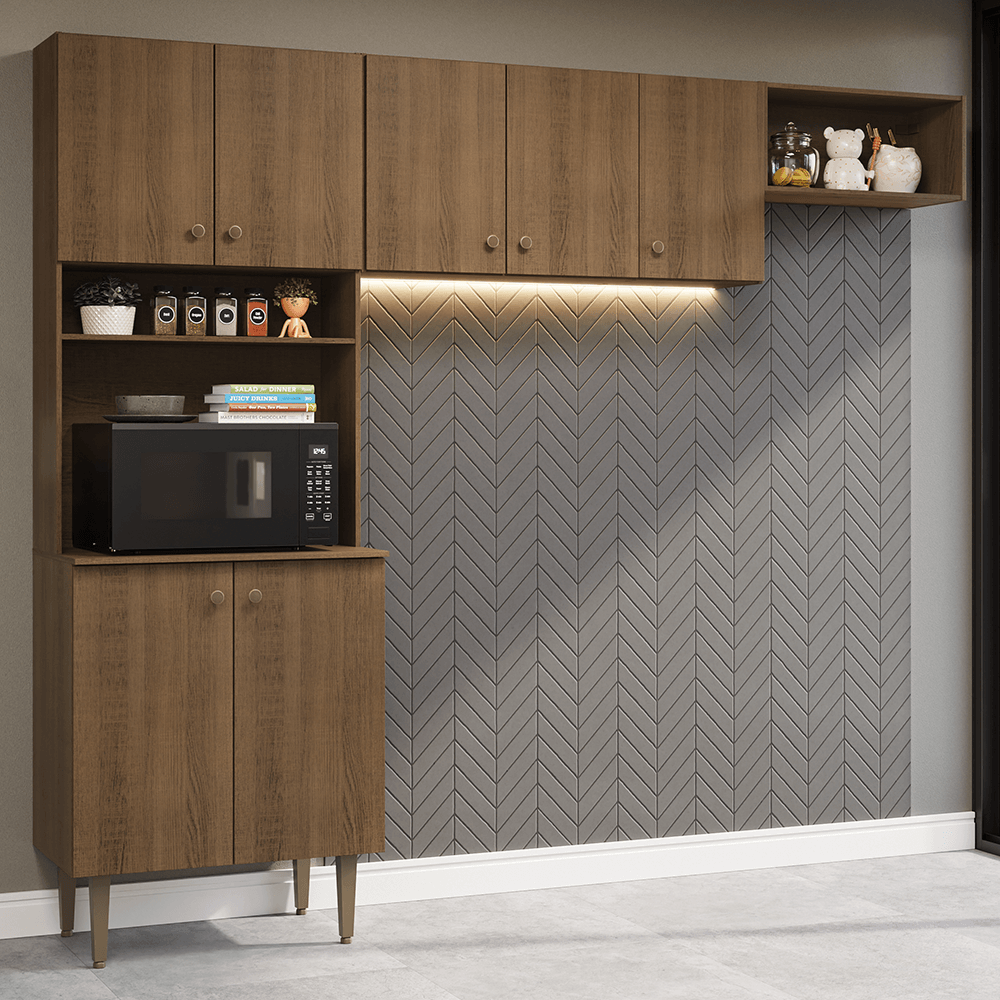 Armário de Cozinha Compacta 235cm Rustic Gourmet Madesa XB03 - Rustic