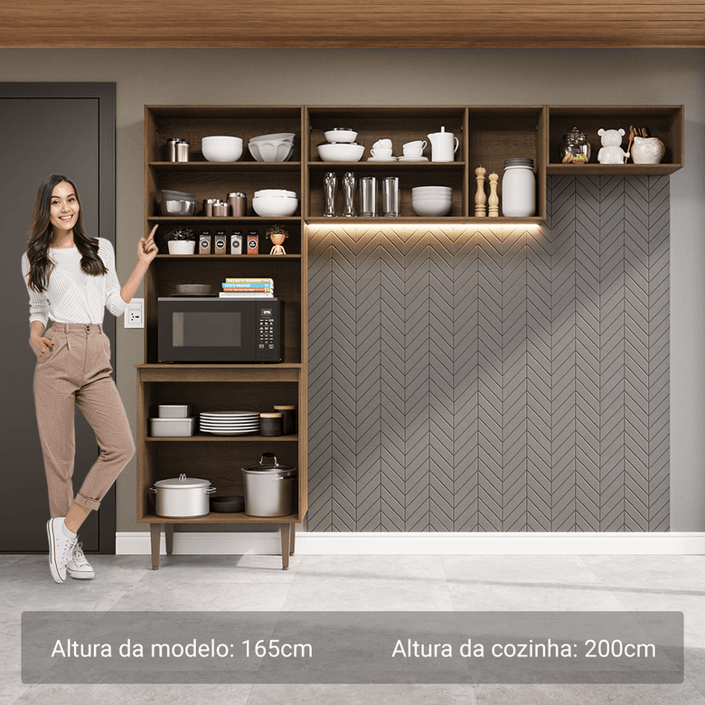 Armário de Cozinha Compacta 235cm Rustic Gourmet Madesa XB03