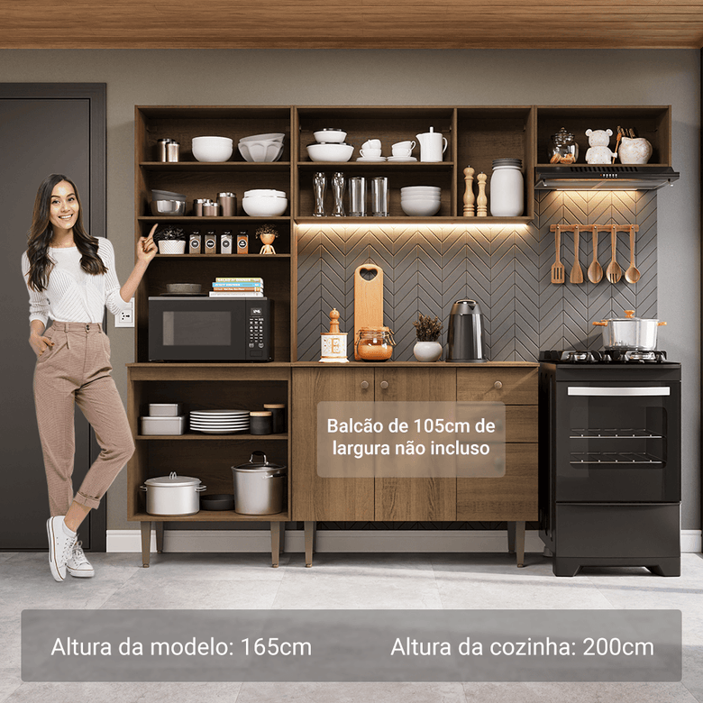 Armário de Cozinha Compacta 235cm Rustic Gourmet Madesa XC03