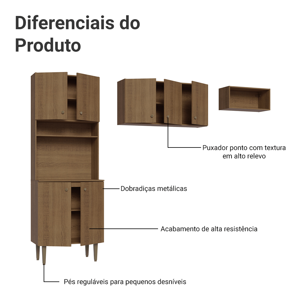 Armário de Cozinha Compacta 235cm Rustic Gourmet Madesa XC03