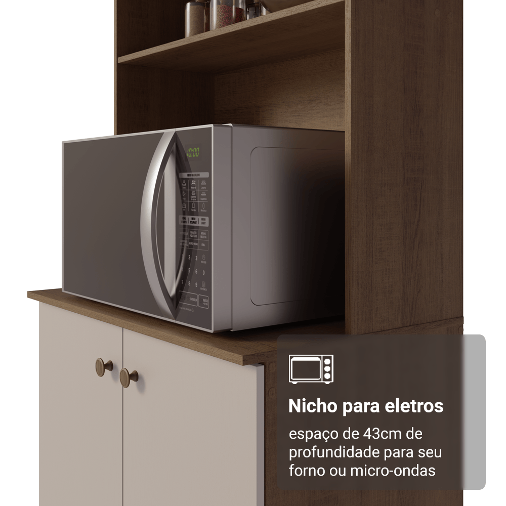 Armário de Cozinha Compacta 235cm Rustic/Crema Gourmet Madesa XC03