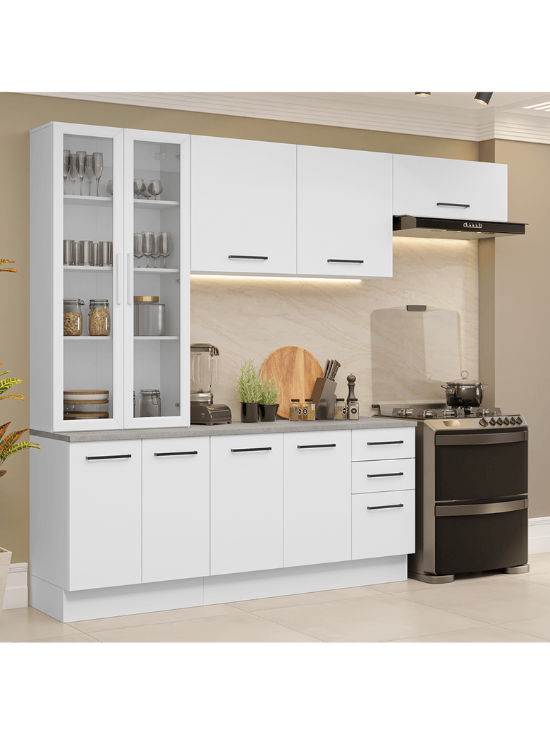 Armário de Cozinha Completa 270cm Branco Agata Madesa 11