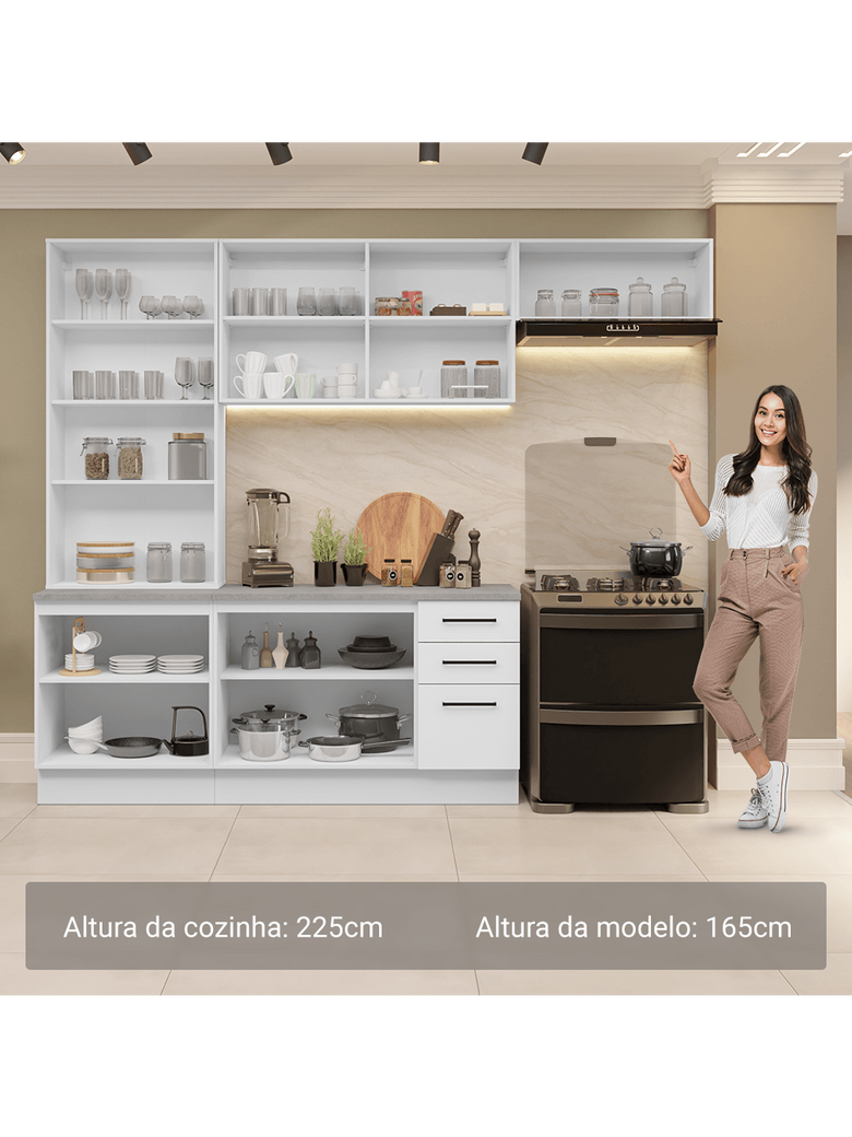 Armário de Cozinha Completa 270cm Branco Agata Madesa 11