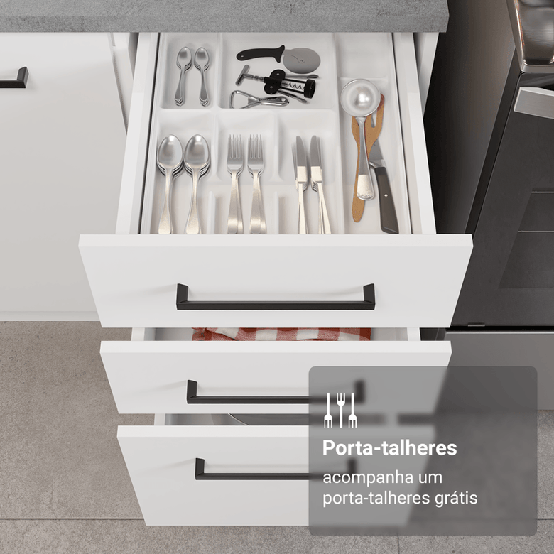 Armário de Cozinha Completa 270cm Branco Agata Madesa 11