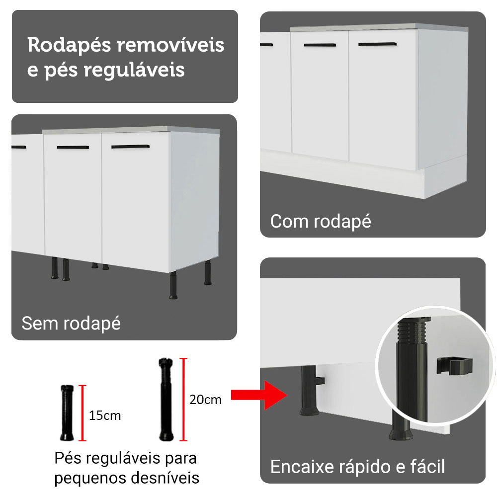 Armário de Cozinha Completa 270cm Branco Agata Madesa 11