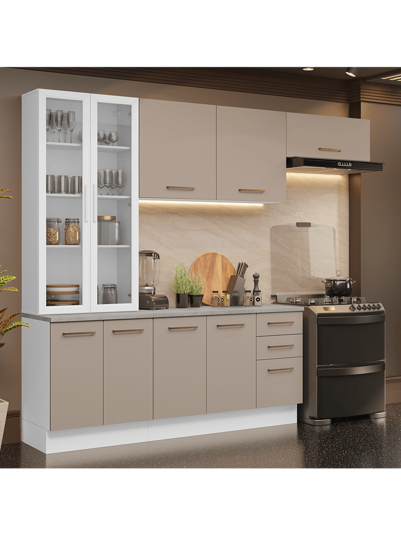 Armário de Cozinha Completa 270cm Branco/Crema Agata Madesa 11