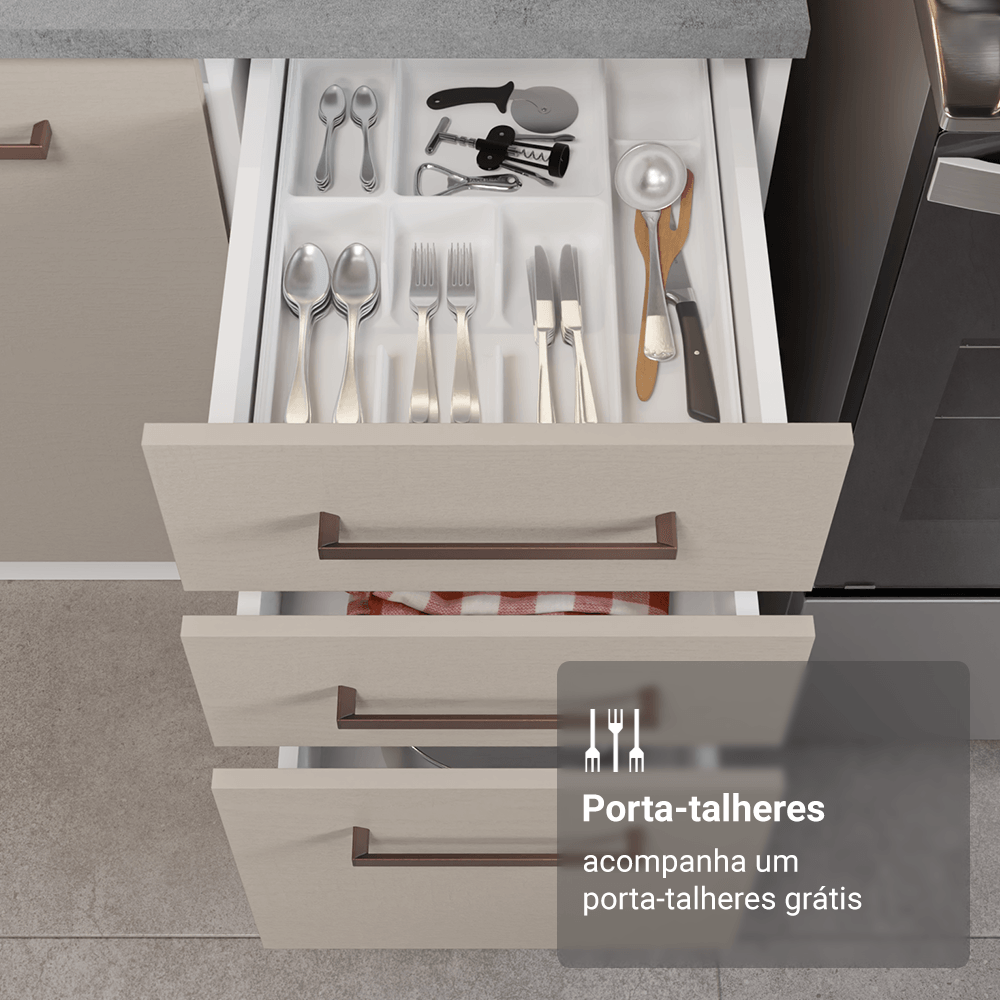 Armário de Cozinha Completa 270cm Branco/Crema Agata Madesa 11